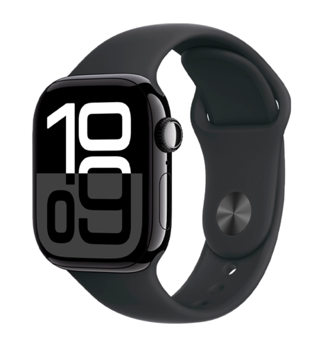 Apple Watch Series 10 46mm Jet Black Aluminum Case with Black Sport Band - M/L (MWWQ3)
