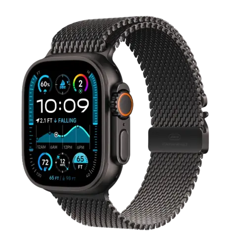 Apple Watch Ultra 2 49mm GPS + LTE Black Titanium Case with Black Titanium Milanese Loop Small (2024) (MX4W3)