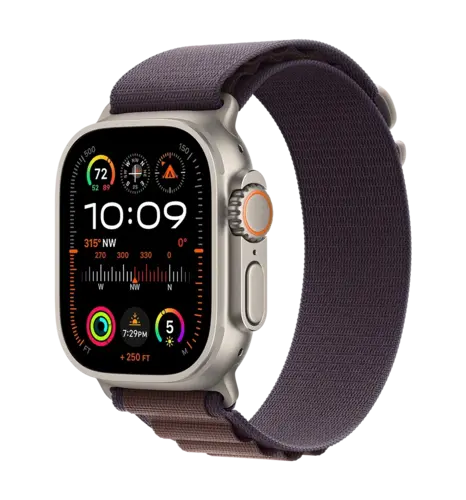 Apple Watch Ultra 2 49mm Natural Titanium Case with Indigo Alpine Loop - Small (MRER3)