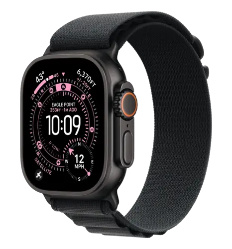 Apple Watch Ultra 3 GPS + Cellular 49mm Black Titanium Case with Black Alpine Loop - Large (MF0X4)