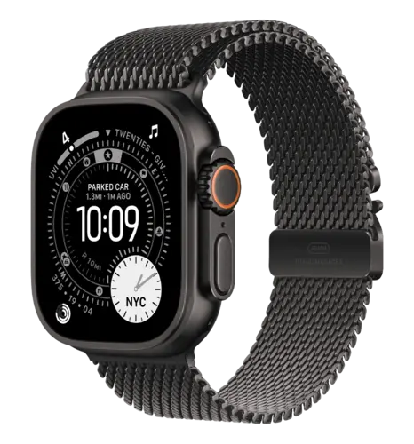 Apple Watch Ultra 3 GPS + Cellular 49mm Black Titanium Case with Black Titanium Milanese Loop - Large (MF1T4)