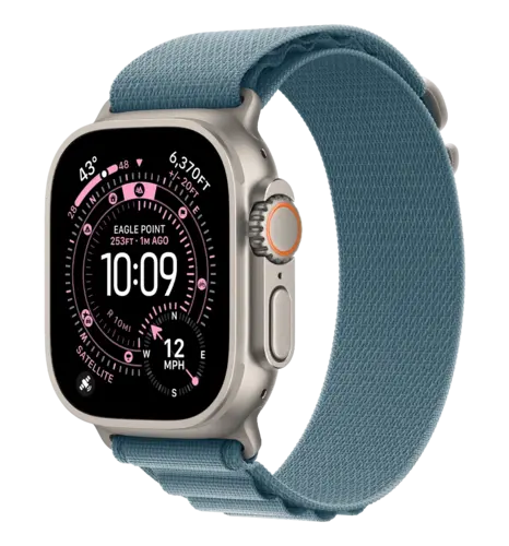 Apple Watch Ultra 3 GPS + Cellular 49mm Natural Titanium Case with Light Blue Alpine Loop - Large (MEWP4)
