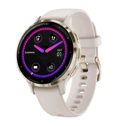 Смарт-годинник Garmin Venu 3S Soft Gold S. Steel Bezel with Ivory Case and S. Band (010-02785-04/54)