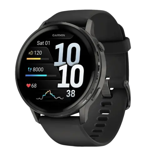 Смарт-годинник Garmin Venu 4 45 mm Slate with Black Silicone Band (010-03014-00)