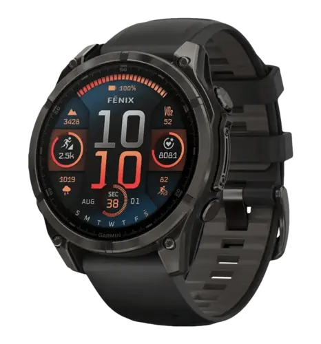 Спортивний годинник Garmin Fenix 8 47mm AMOLED Sapphire Carbon Gray DLC Titanium w. Black/Pebble Gray S. Band (010-02904-20/2